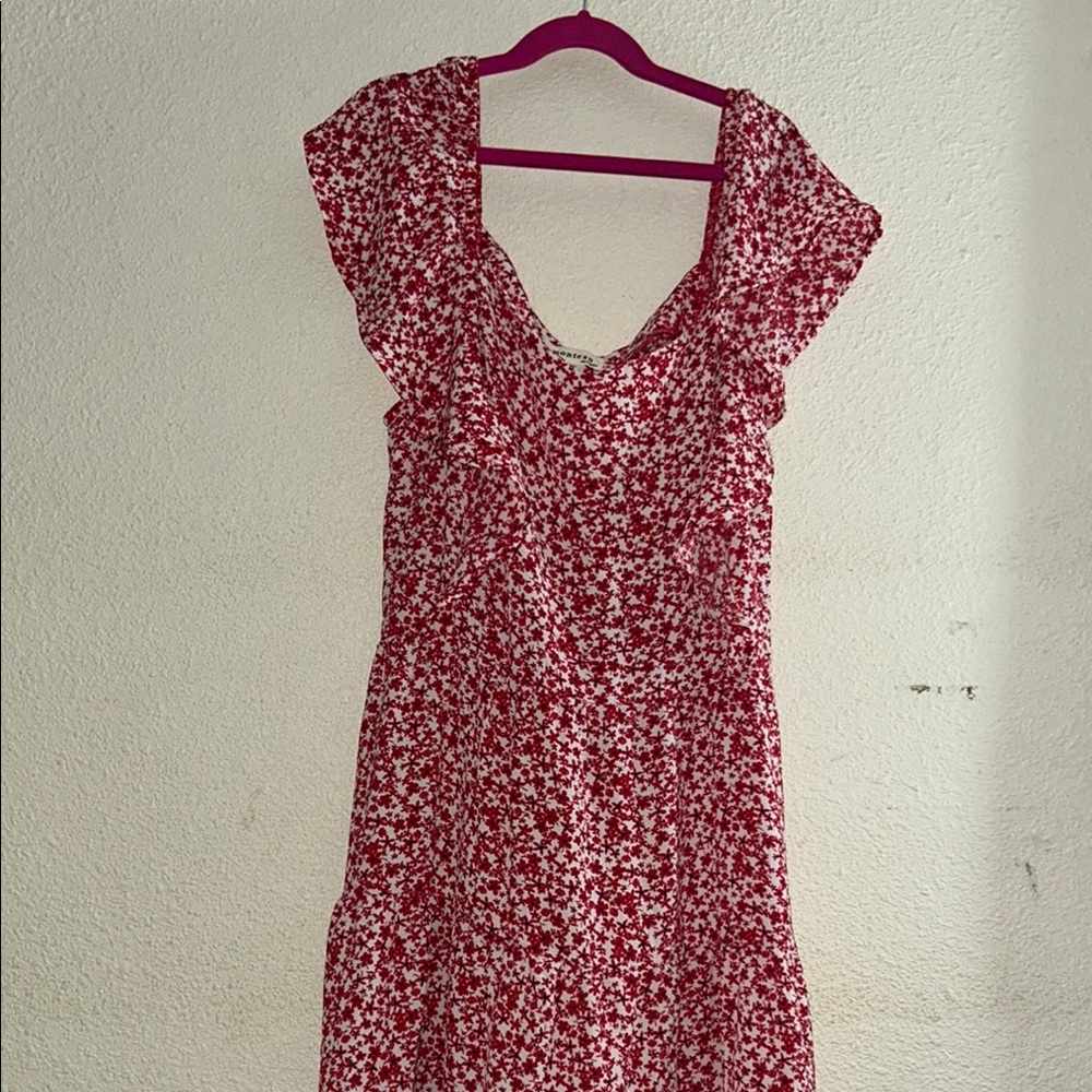 Monteau Red and White Square Neck Sundress